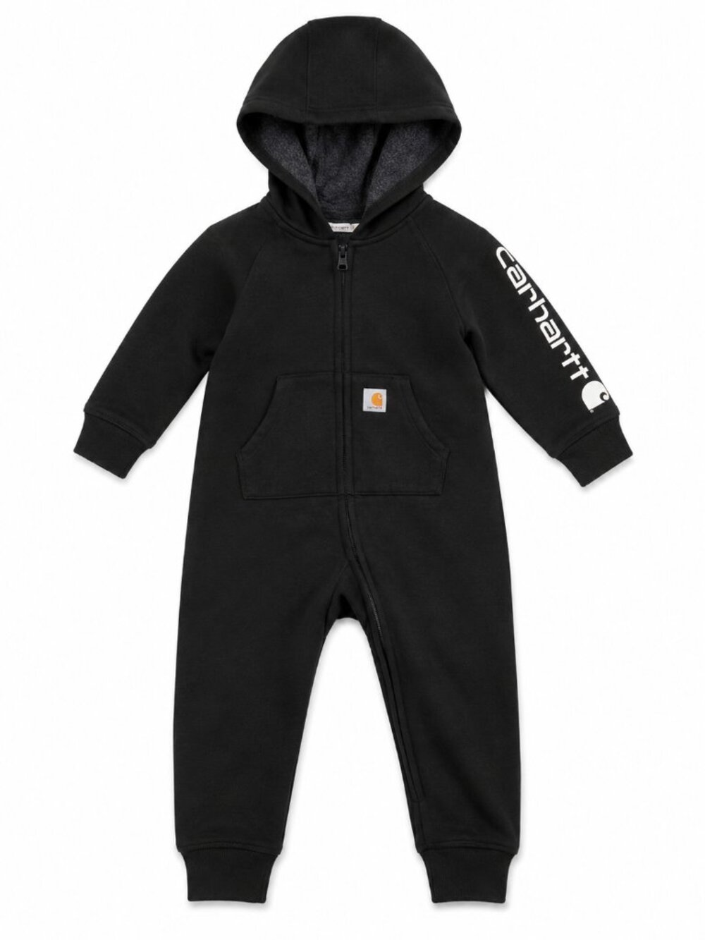 Carhartt Baby Boys Hooded Zip-Up Footless Jumpsuit One-Piece Hoodie Black